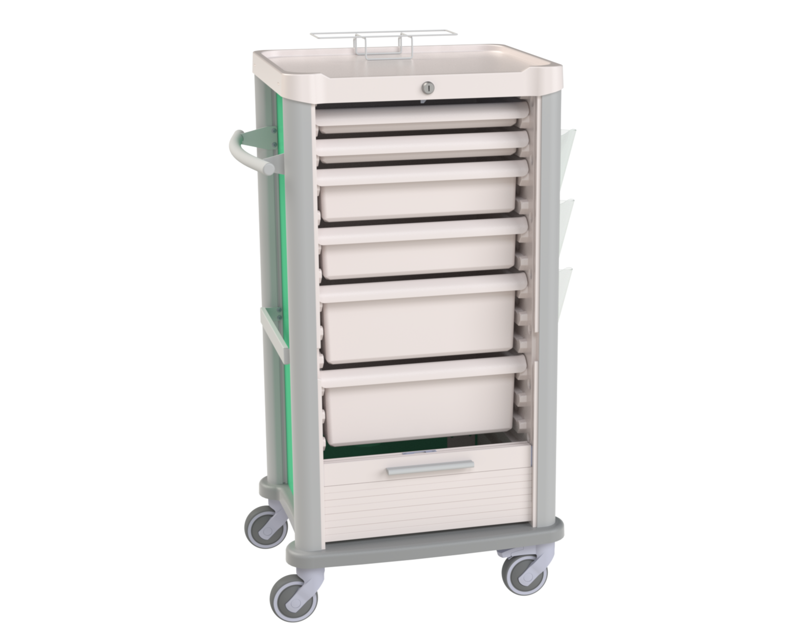 Compact Rolling Shutter Care Cart, 14 Modules