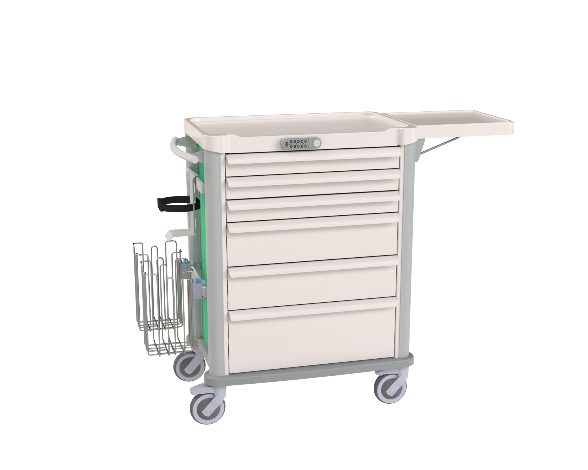 General Cart With Keypad Lock And Folding Lateral Shelf