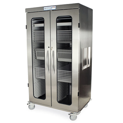 Double Column Medical Storage Cabinet, Stainless Steel, Glass Doors, Key Lock - MSSM82-00GK