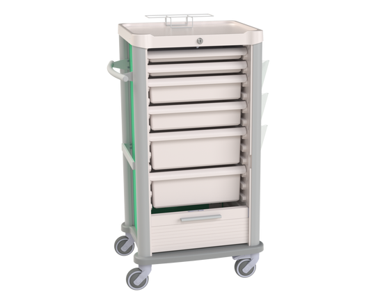 Compact Rolling Shutter Care Cart, 14 Modules