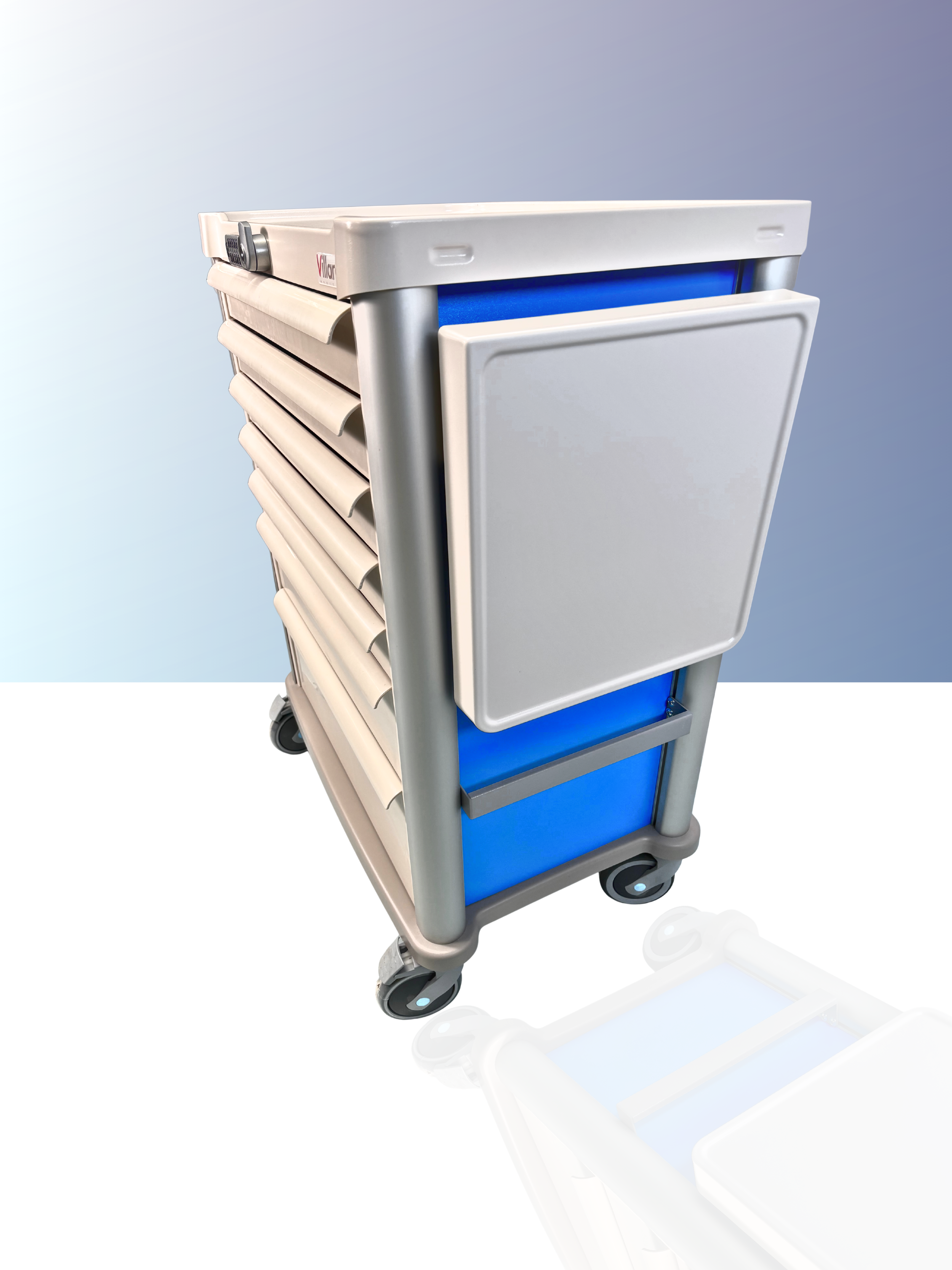 Chariot à médicaments Villard Eolis 600x400 avec serrure électronique et bacs de distribution (1006.01E30)