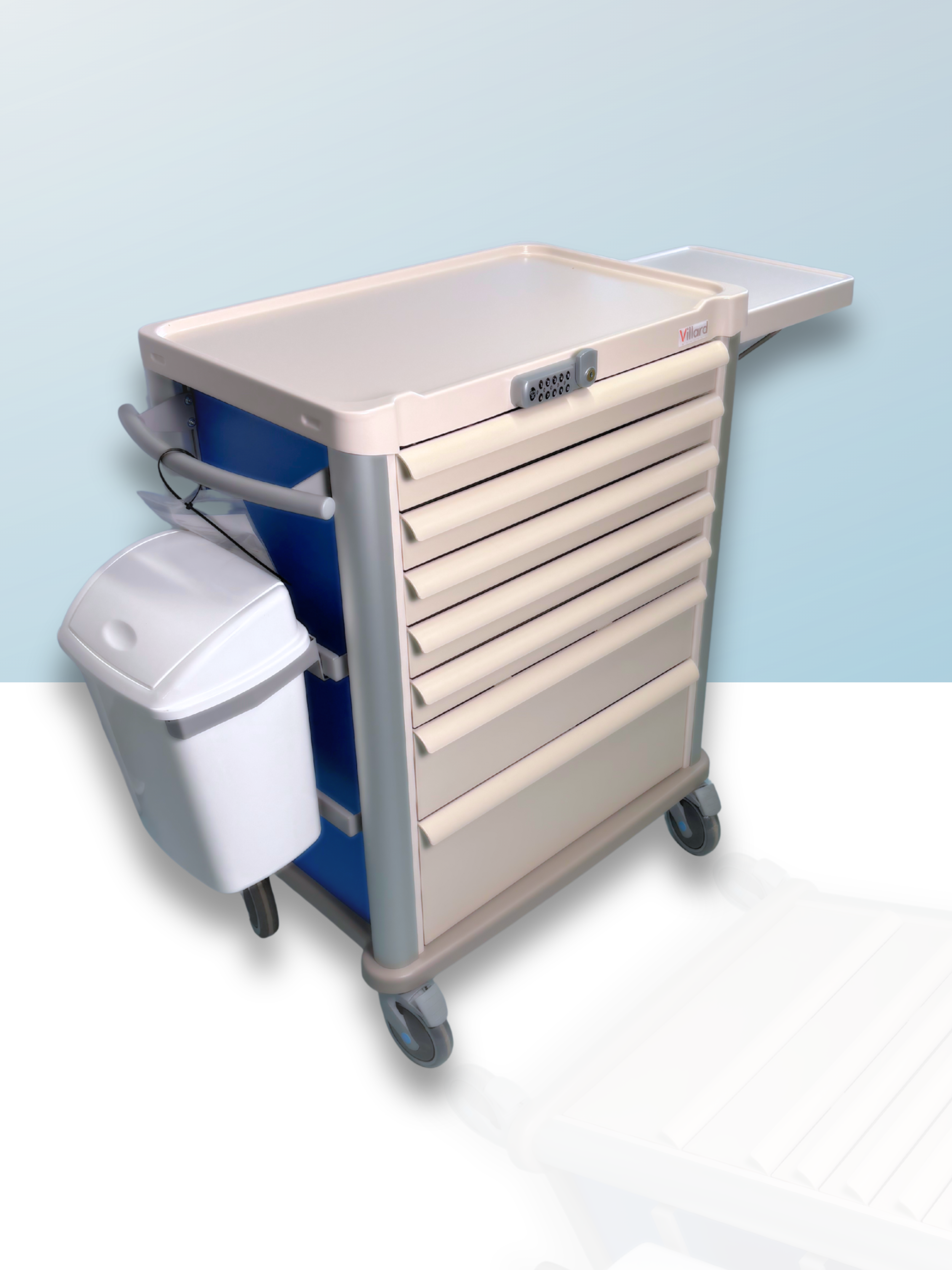 Chariot à médicaments Villard Eolis 600x400 avec serrure électronique et bacs de distribution (1006.01E30)