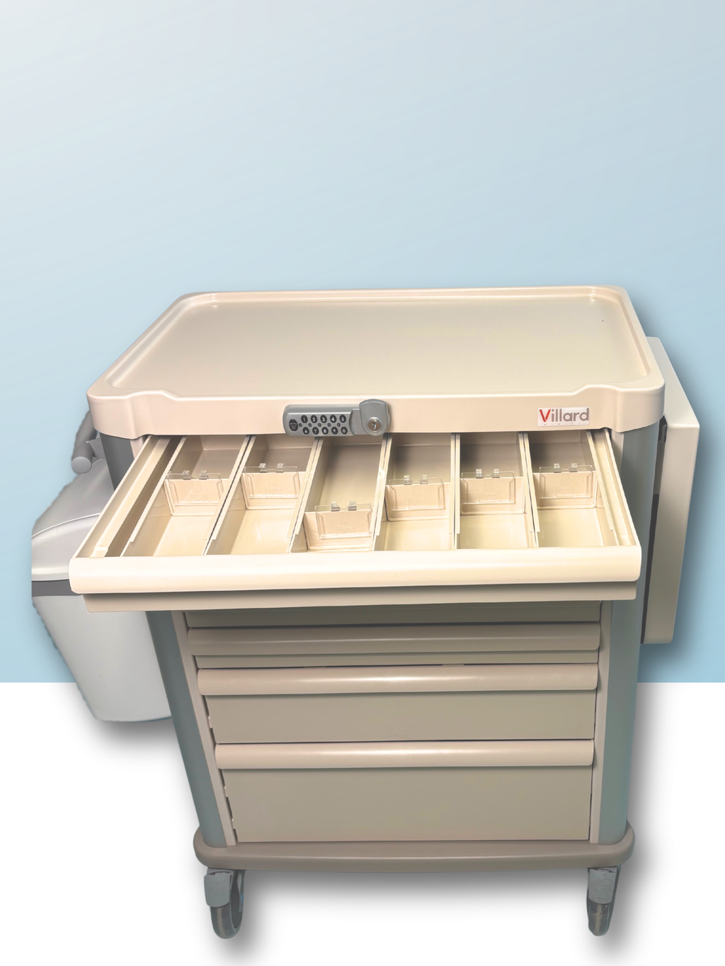 Chariot à médicaments Villard Eolis 600x400 avec serrure électronique et bacs de distribution (1006.01E30)