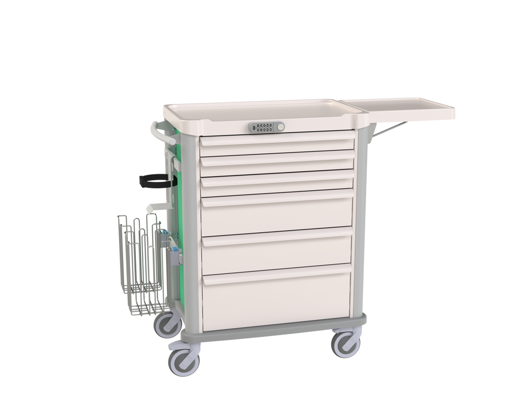 Chariot général avec serrure à clavier et étagère latérale rabattable