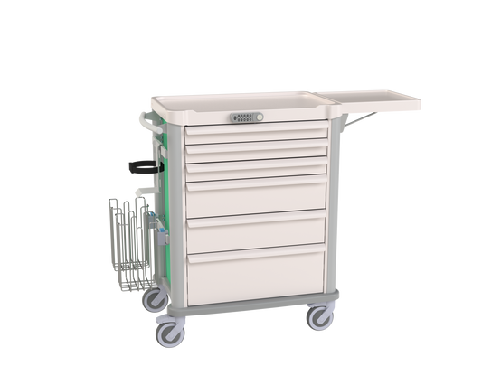 General Cart With Keypad Lock And Folding Lateral Shelf