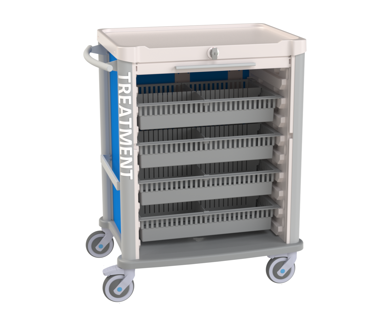 Treatment cart w/ roller shutter & Meshed Basket – Avenir Medical