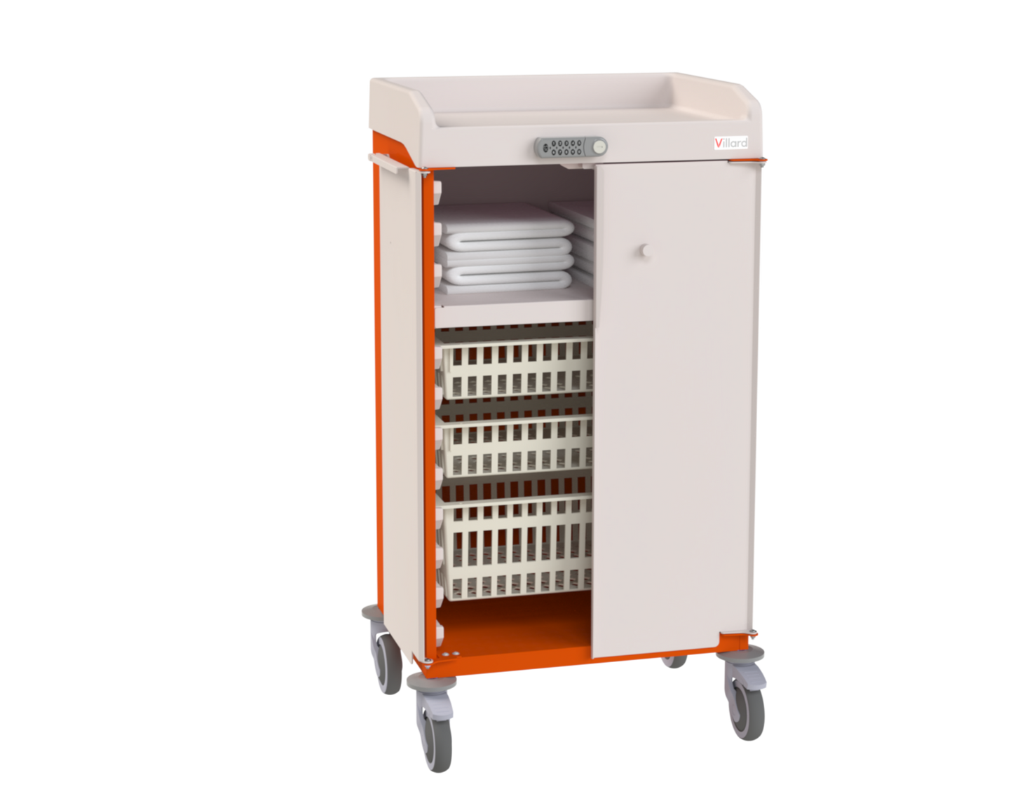Medical cart with storage compartments on a white background