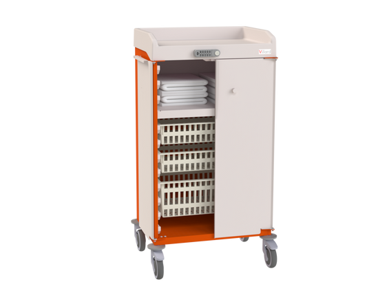 Medical cart with storage compartments on a white background