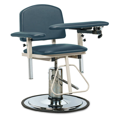 Clinton H-Series Hydraulic Height-Adjustable Blood Drawing Chair (20.25" to 27.5" Seat Height, 6° Anti-Syncope Tilt, 300 lb Capacity)