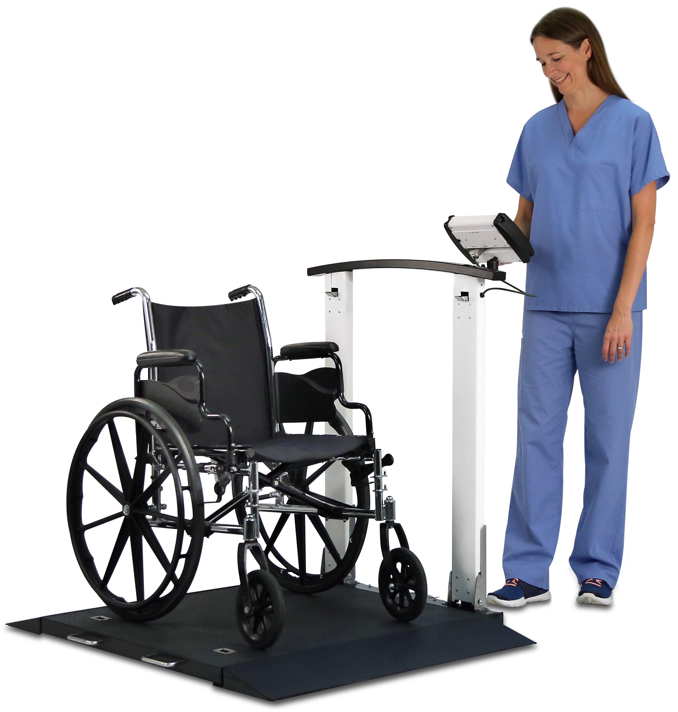 Portable Wheelchair Scale with Handrail | 1,000 lb Capacity & Fold-Up Design
