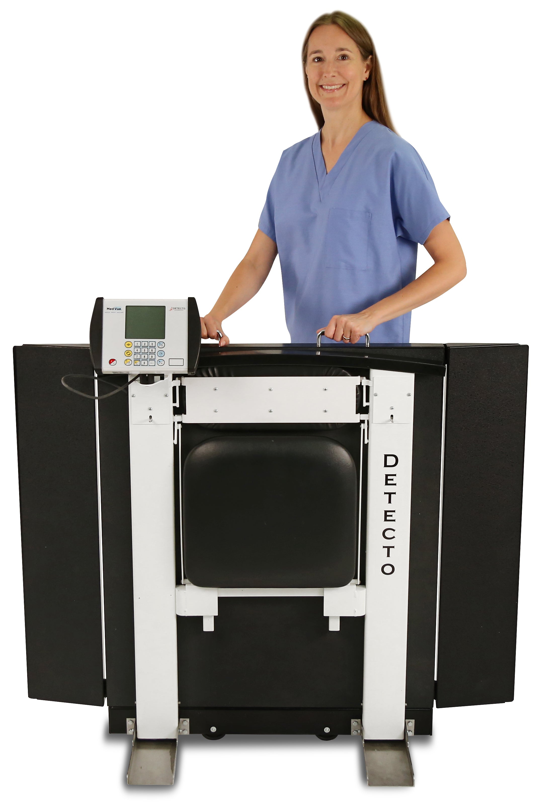 3-in-1 Portable Wheelchair Scale with Fold-Up Seat & Handrail | 1,000 lb Capacity