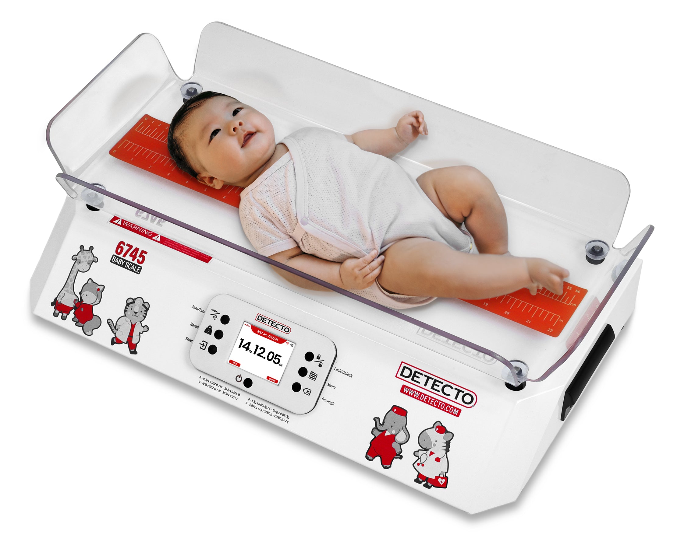 Balance numérique DETECTO 6745 pour soins intensifs néonatals/pédiatriques avec écran tactile et Wi-Fi