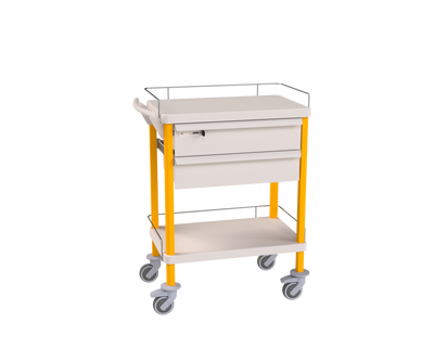 600x400 Equipped Medical Treatment and Procedure Cart with Locking Drawer & Guard Rails (Model 1003.03T03)