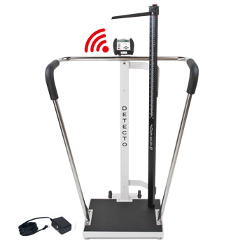 Pèse-personne bariatrique avec barre d'appui, tige de hauteur et connectivité Wi-Fi/Bluetooth (6855MHR-C-AC)