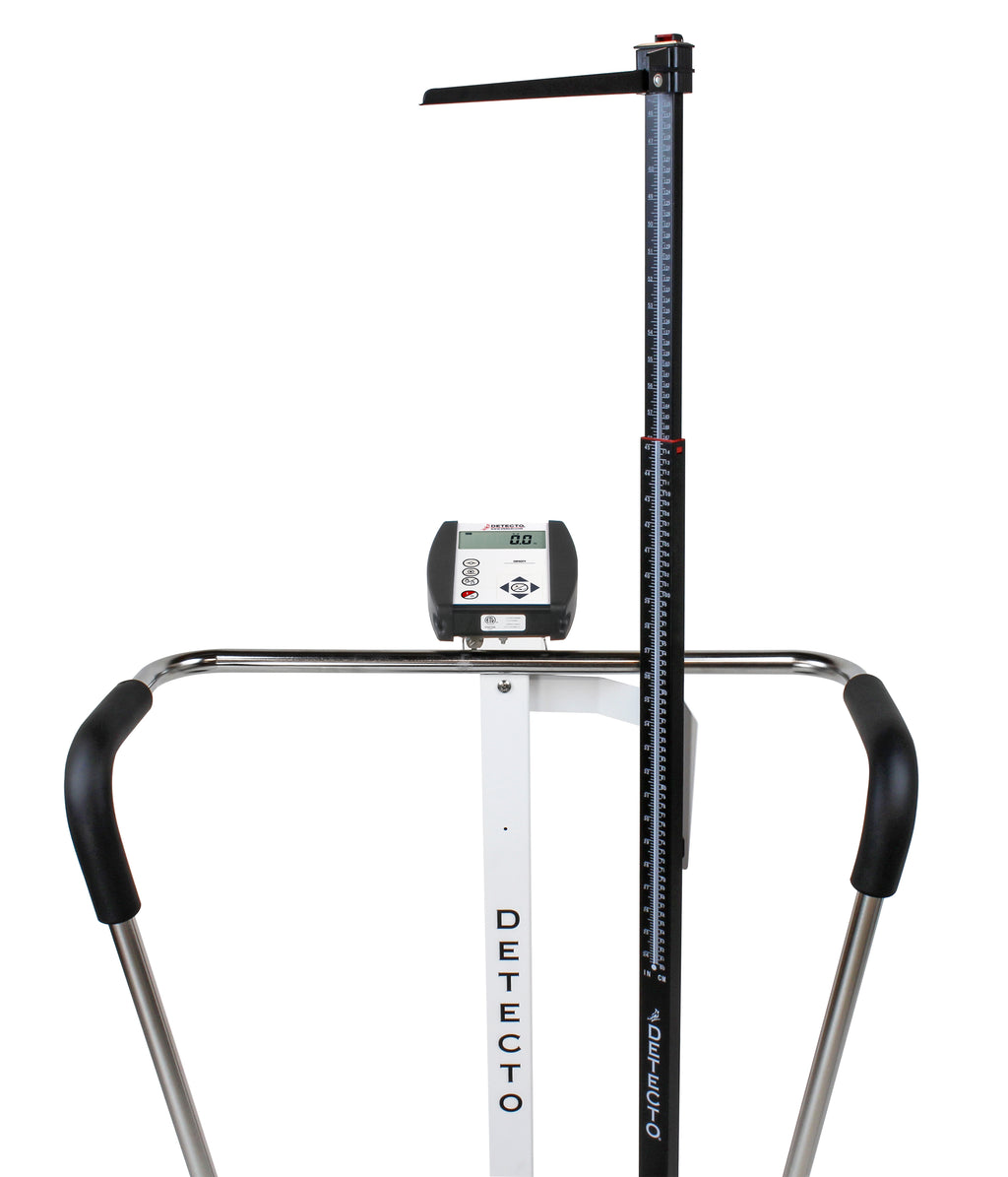 Pèse-personne bariatrique avec barre d'appui et tige de hauteur mécanique – Capacité de 1 000 lb (6855MHR-AC)