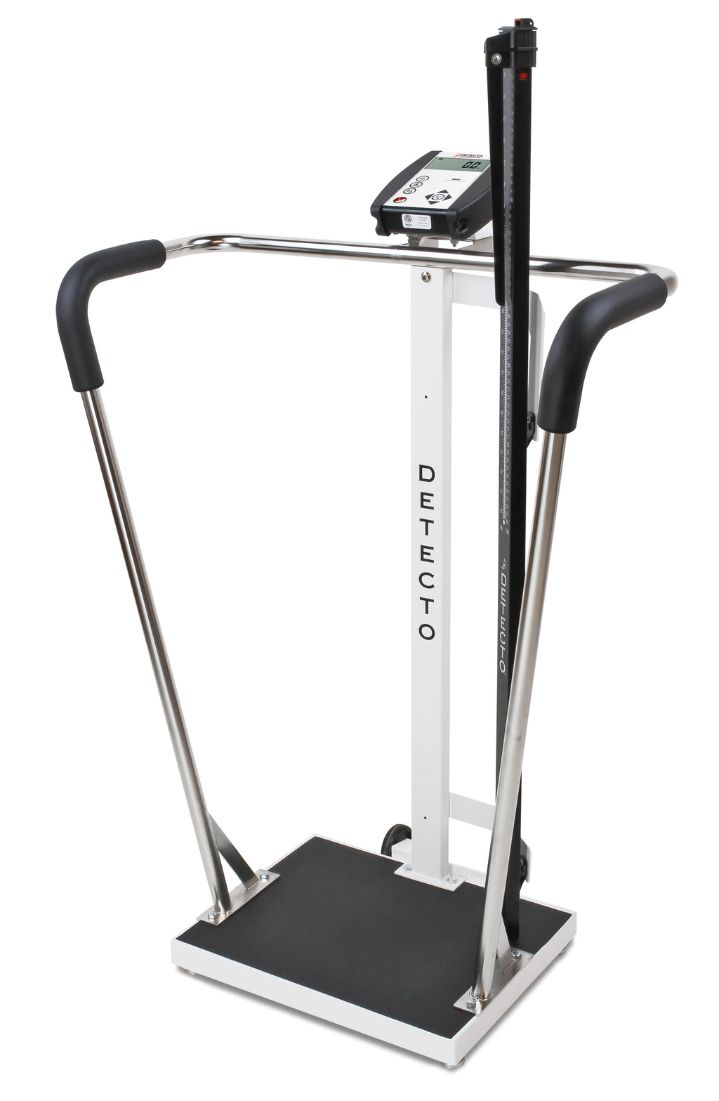 Pèse-personne bariatrique avec barre d'appui et tige de hauteur mécanique – Capacité de 1 000 lb (6855MHR-AC)