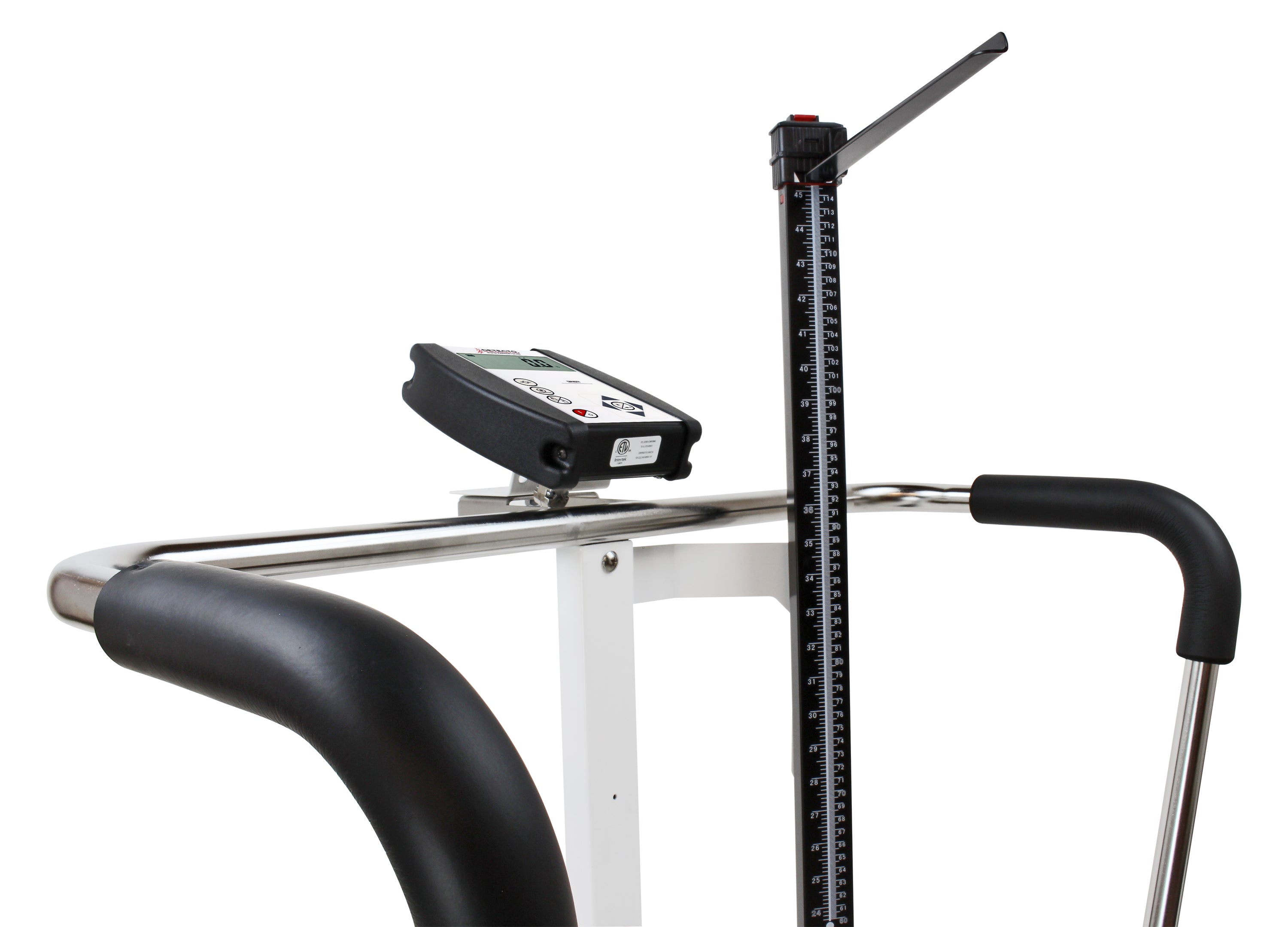 Pèse-personne bariatrique avec barre d'appui, tige de hauteur et connectivité Wi-Fi/Bluetooth (6855MHR-C-AC)