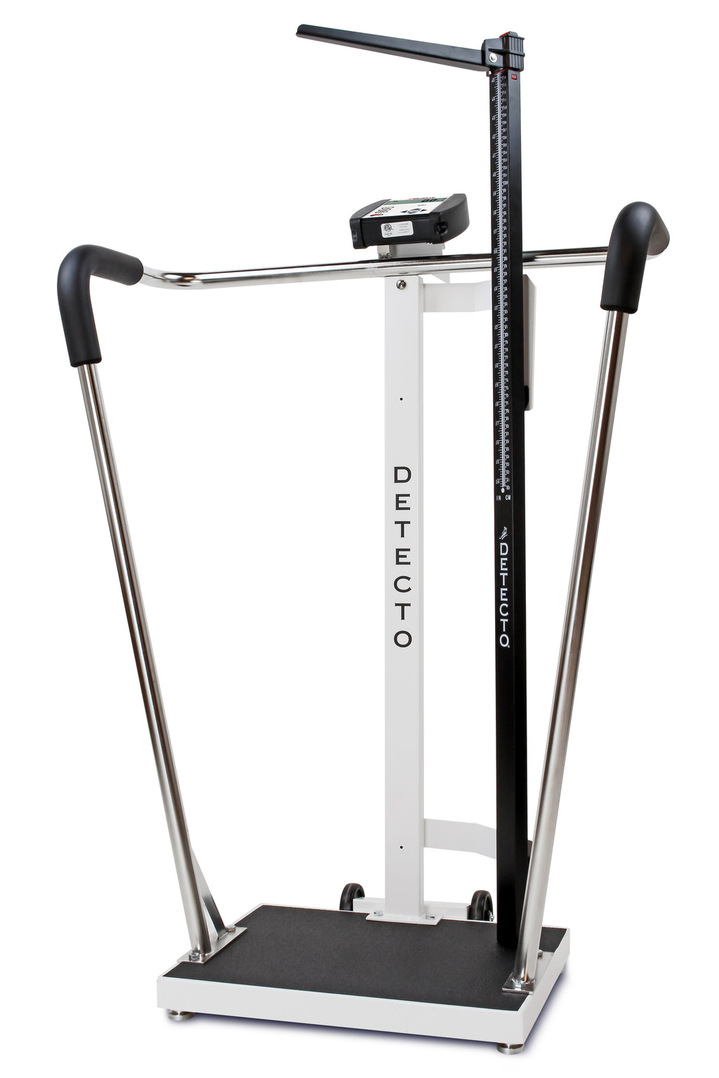 Pèse-personne bariatrique avec barre d'appui et tige de hauteur mécanique – Capacité de 1 000 lb (6855MHR-AC)