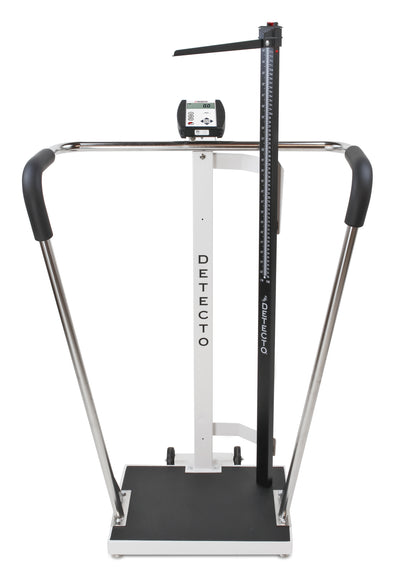 Pèse-personne bariatrique avec barre d'appui et tige de hauteur mécanique – Capacité de 1 000 lb (6855MHR-AC)