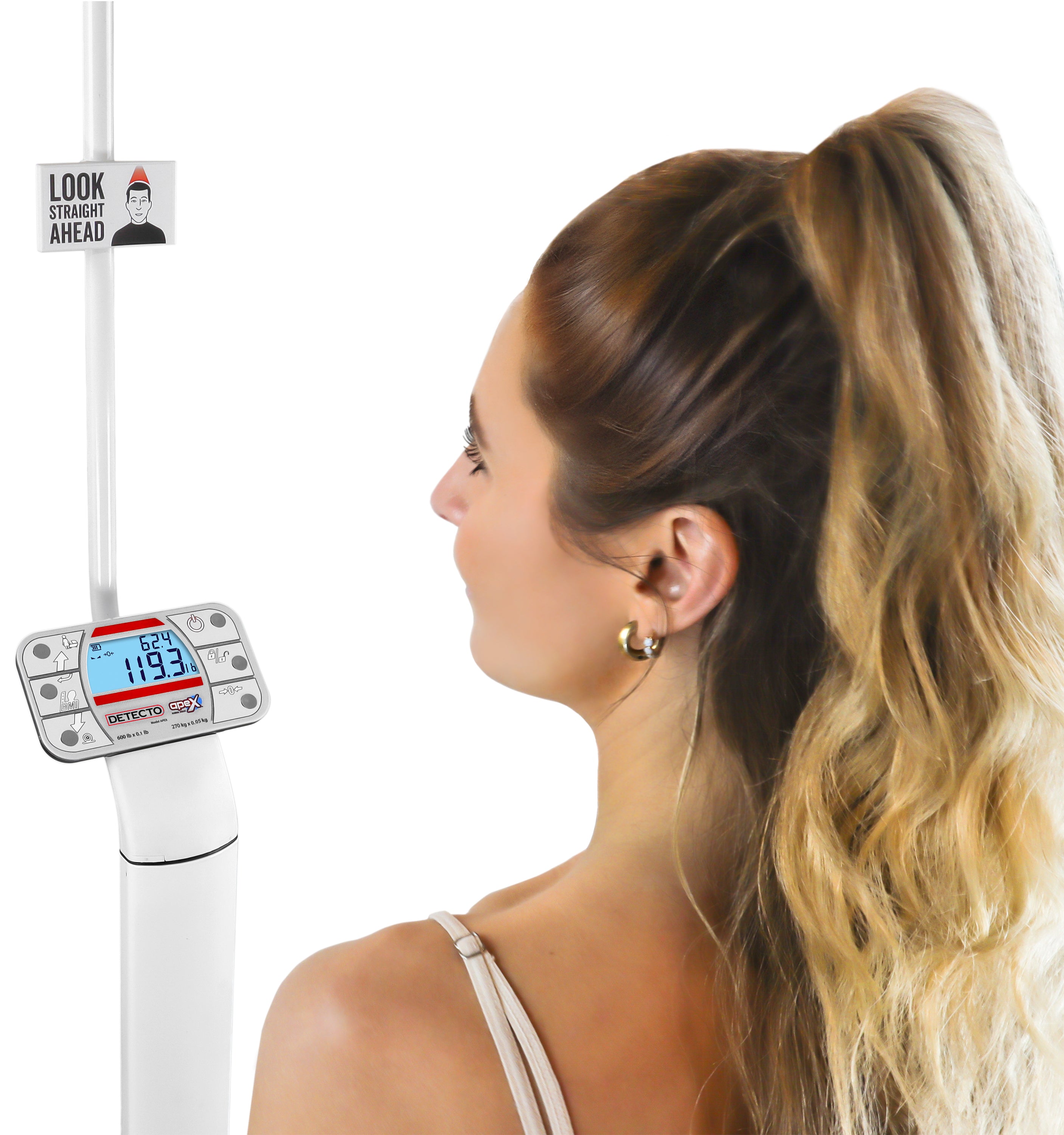 Pèse-personne clinique numérique Apex, toise Sonar, adaptateur secteur inclus