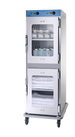 Two-layered industrial warmer with shelves on a white background