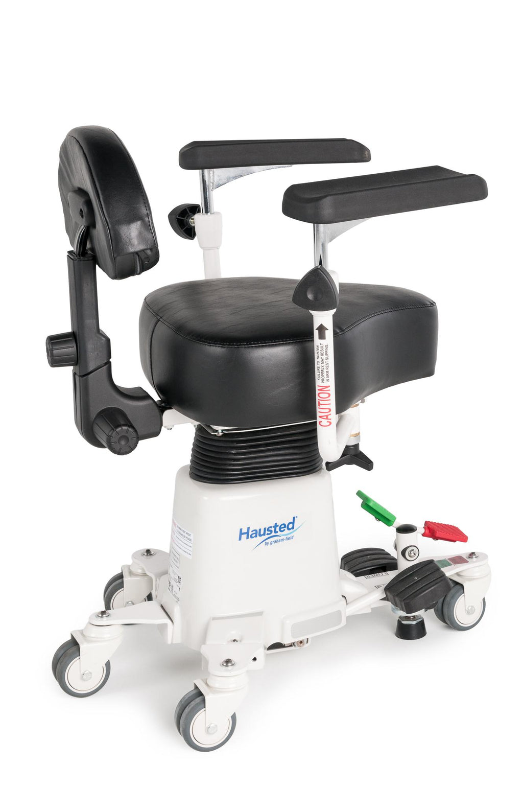 Hausted® HSS500 Series Hydraulic Surgical Stool (360° Armrests, Dura-Gel® Cushion, Foot Hydraulic Lift, 300 lb Capacity)