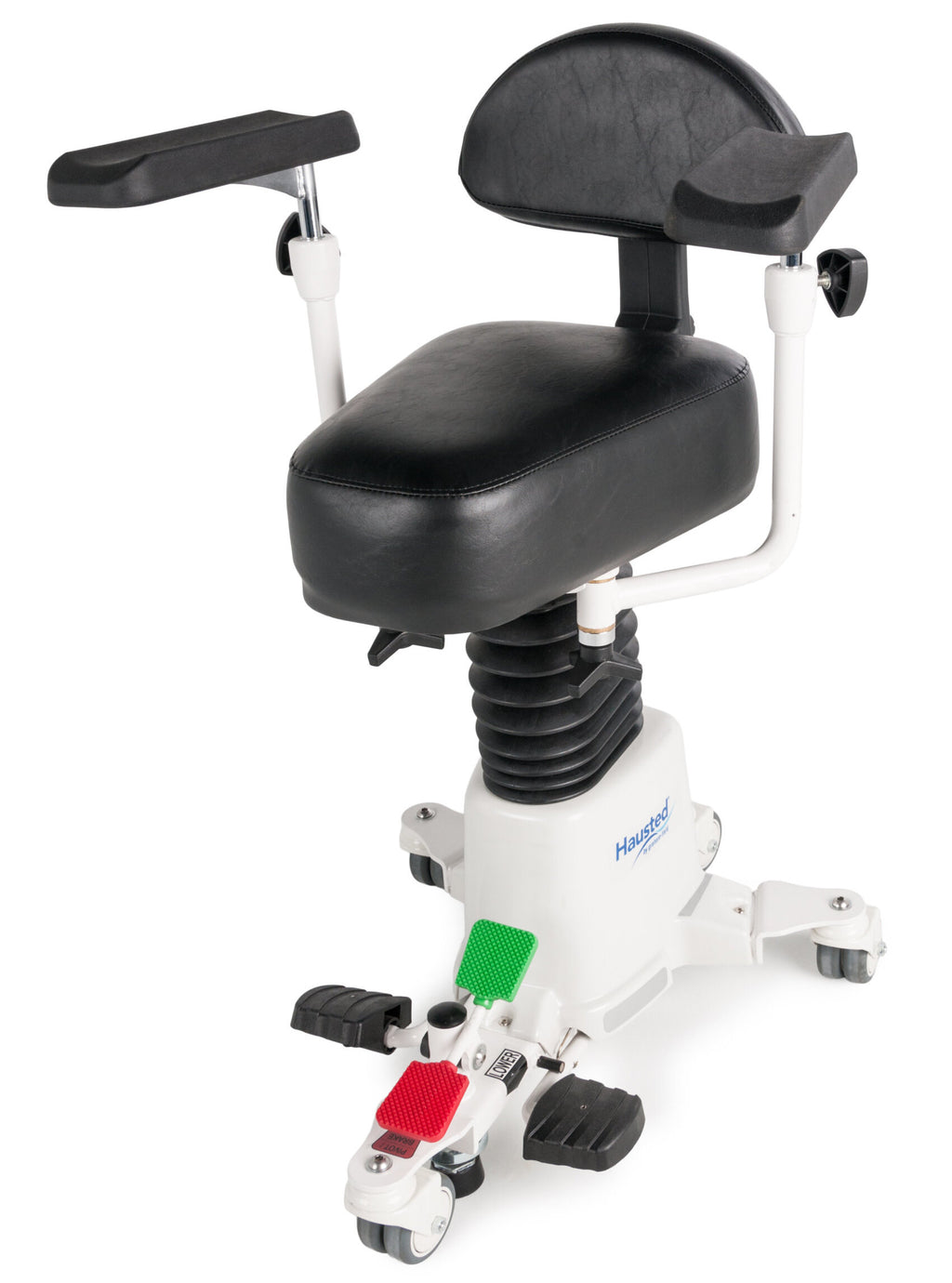 Hausted® HSS500 Series Hydraulic Surgical Stool (360° Armrests, Dura-Gel® Cushion, Foot Hydraulic Lift, 300 lb Capacity)