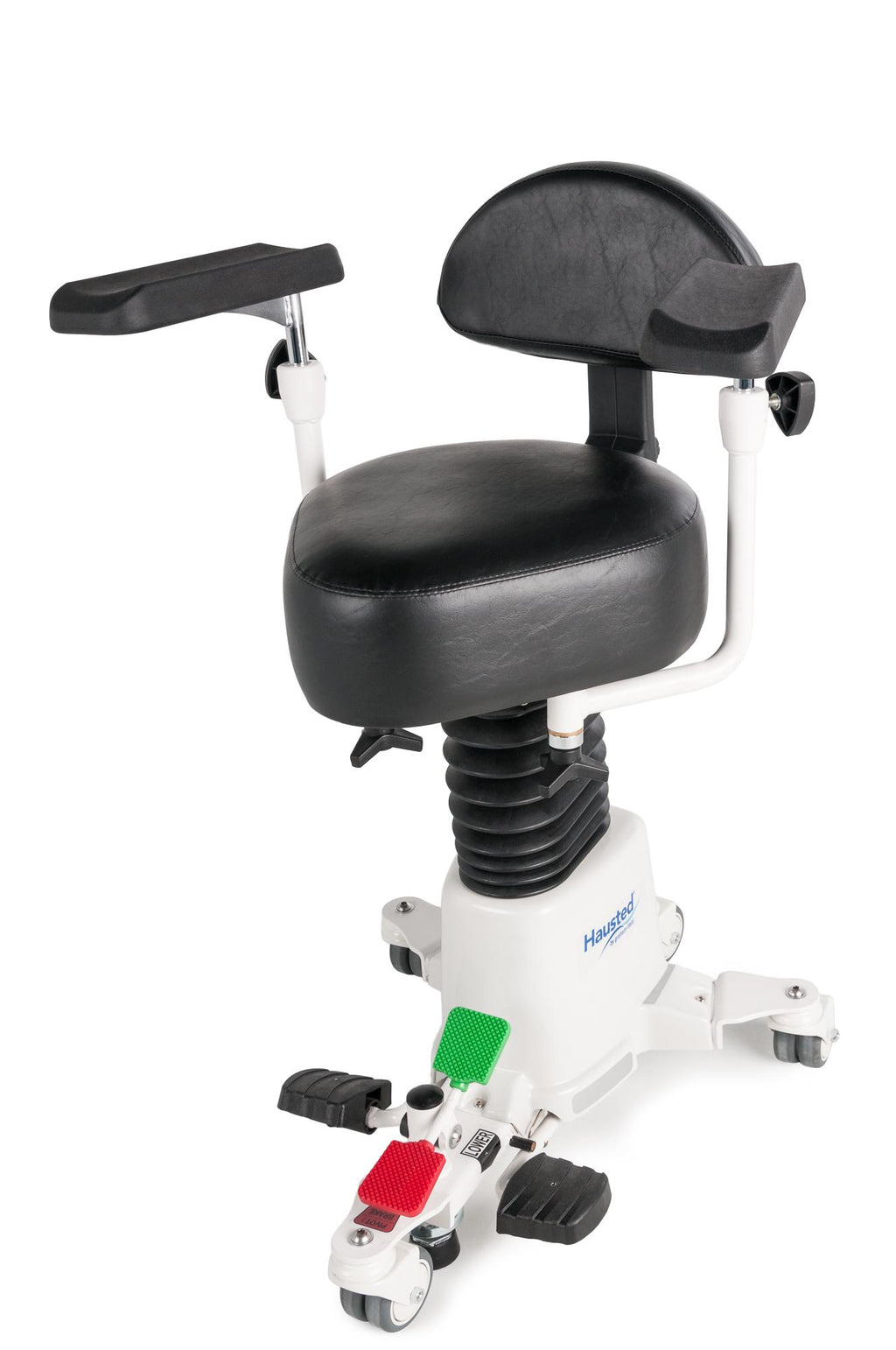 Hausted® HSS500 Series Hydraulic Surgical Stool (360° Armrests, Dura-Gel® Cushion, Foot Hydraulic Lift, 300 lb Capacity)