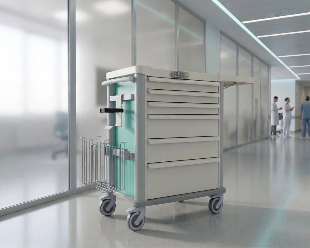 Chariot général avec serrure à clavier et étagère latérale rabattable