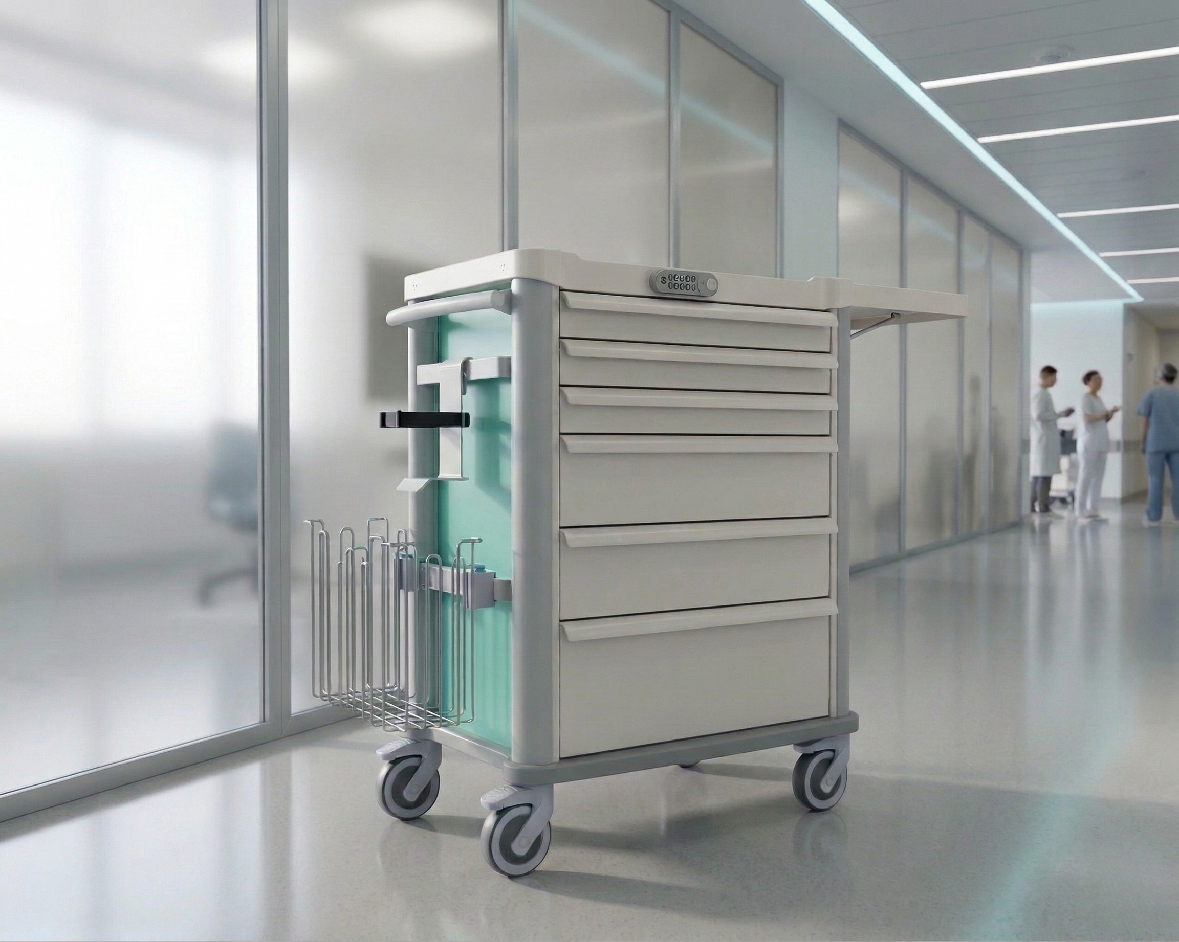 Chariot général avec serrure à clavier et étagère latérale rabattable