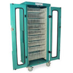 Chariot médical compact à une colonne, porte vitrée, serrure à clé