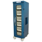 Chariot médical à une colonne avec porte vitrée et serrure à clé