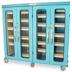 Harloff Quad-Column Mobile Medical Storage Cabinet - Glass Doors & E-Lock (MSPM84-00GE)