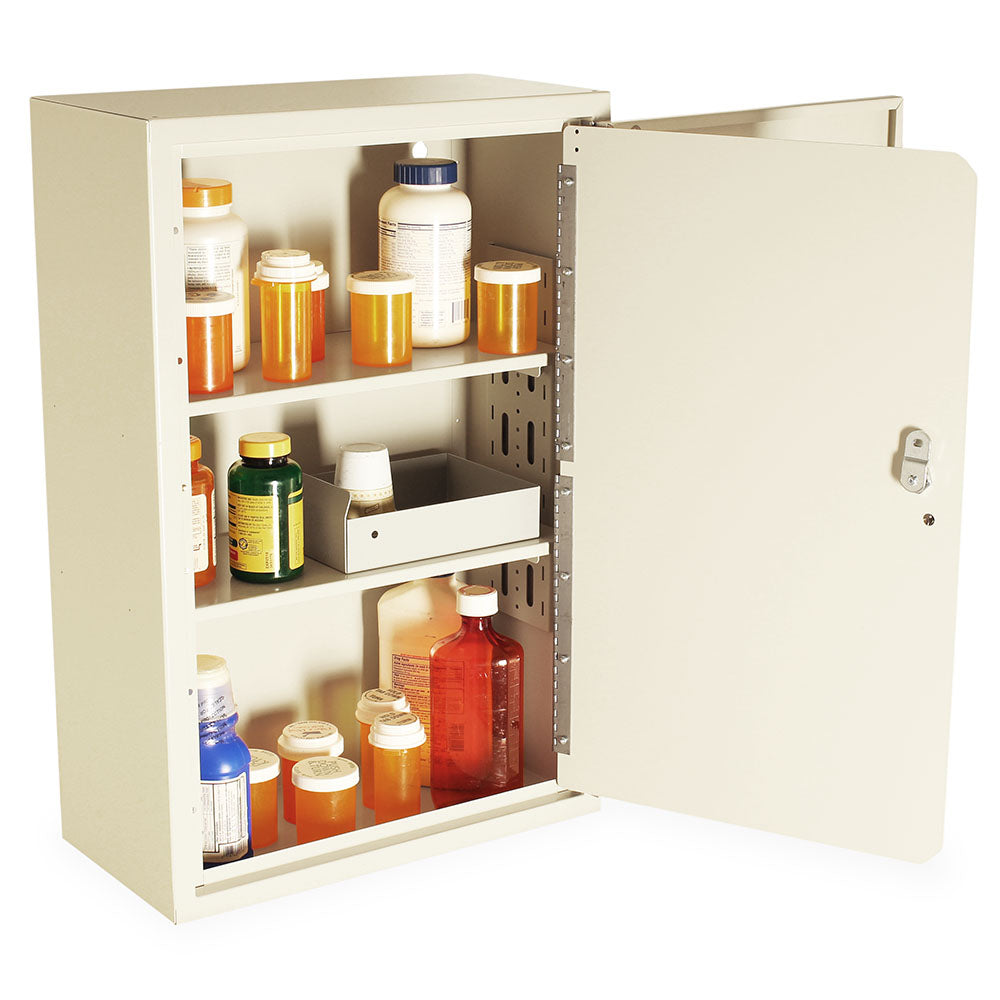 Tall Dual Door, Dual Tubular Lock Narcotics Cabinet with Two Shelves