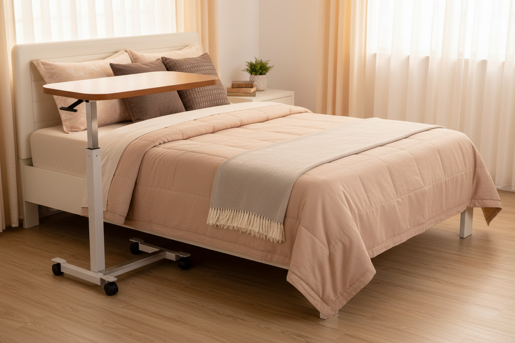 Low-Profile Overbed Table in Home Care Setting